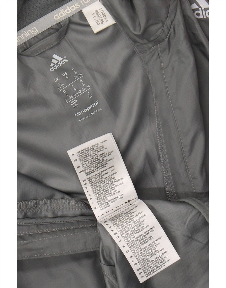 ADIDAS Mujer Clima Proof Chándal Top Chaqueta UK 8/10 Small Gris