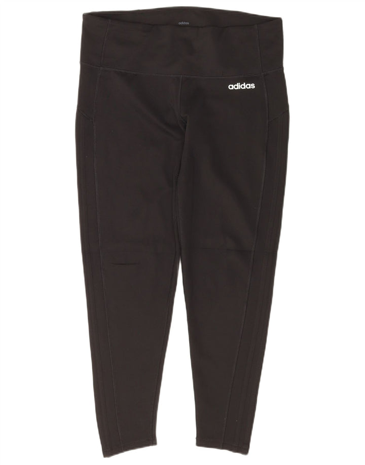 ADIDAS Mujer Climalite Crop Leggings UK 16/18 Grande Negro Poliéster