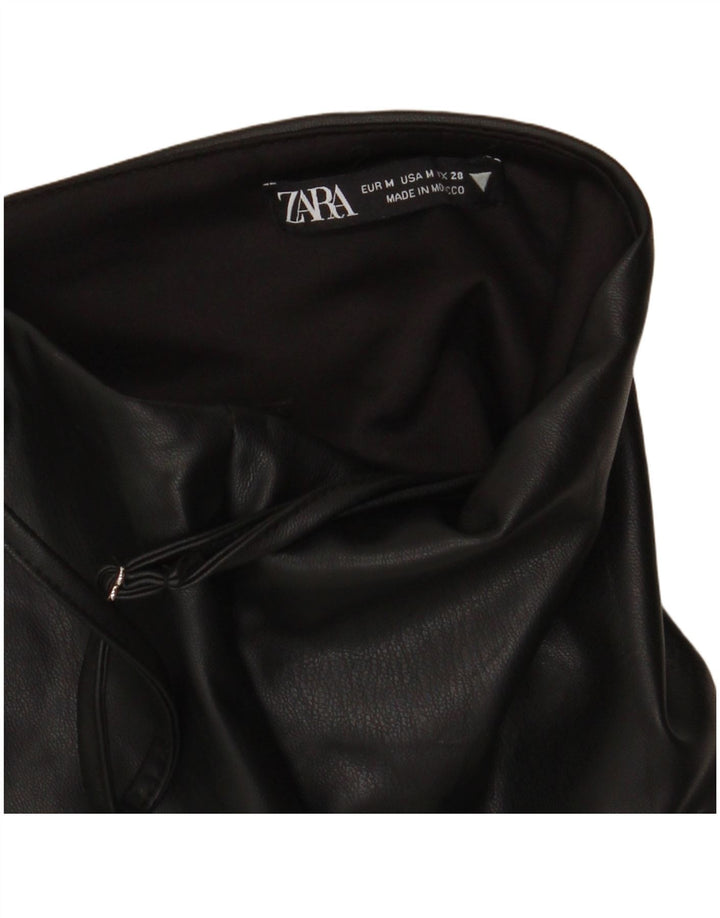 Zara Mujer Corsé De Piel Sintética Top UK 42 Medium Negro