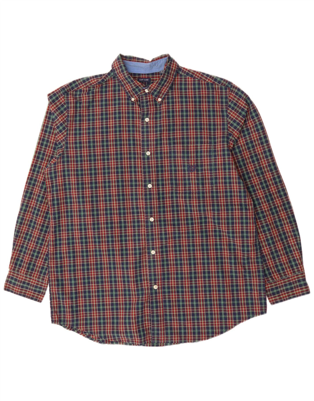 CHAPS Mens Grant Fit Shirt Large Navy Blue Check Cotton
