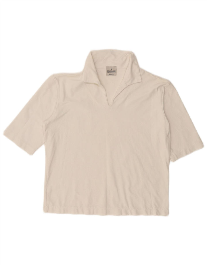 TRUSSARDI Polo corto para mujer UK 40 Mediano Poliamida blanca