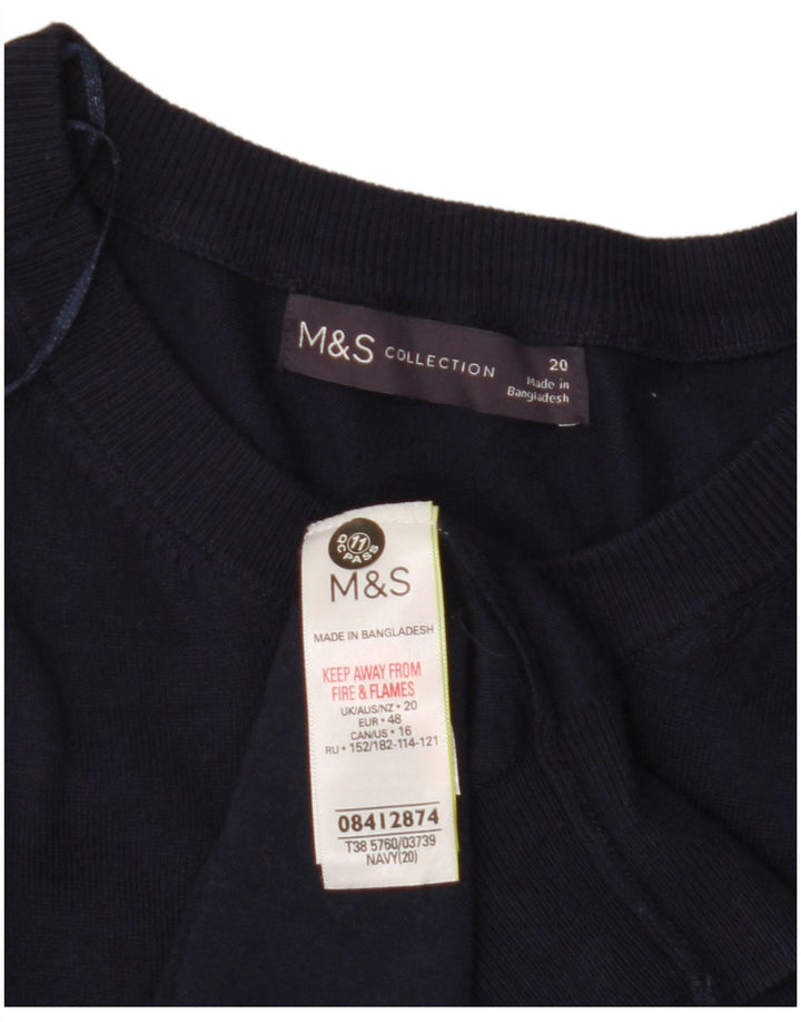 MARKS & SPENCER Suéter tipo cárdigan corto para mujer UK 20 2XL Azul marino Viscosa