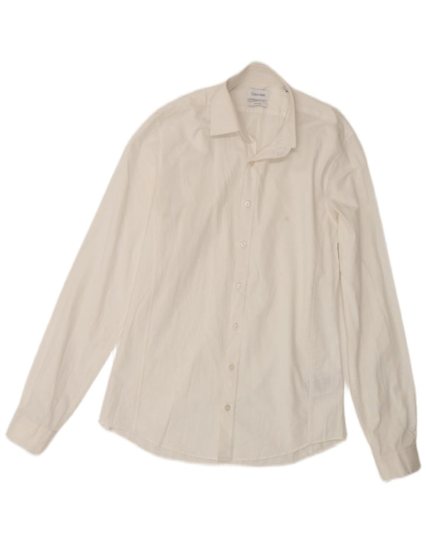 Camisa Calvin Klein Slim Fit para hombre Talla 38 15 Algodón blanco mediano