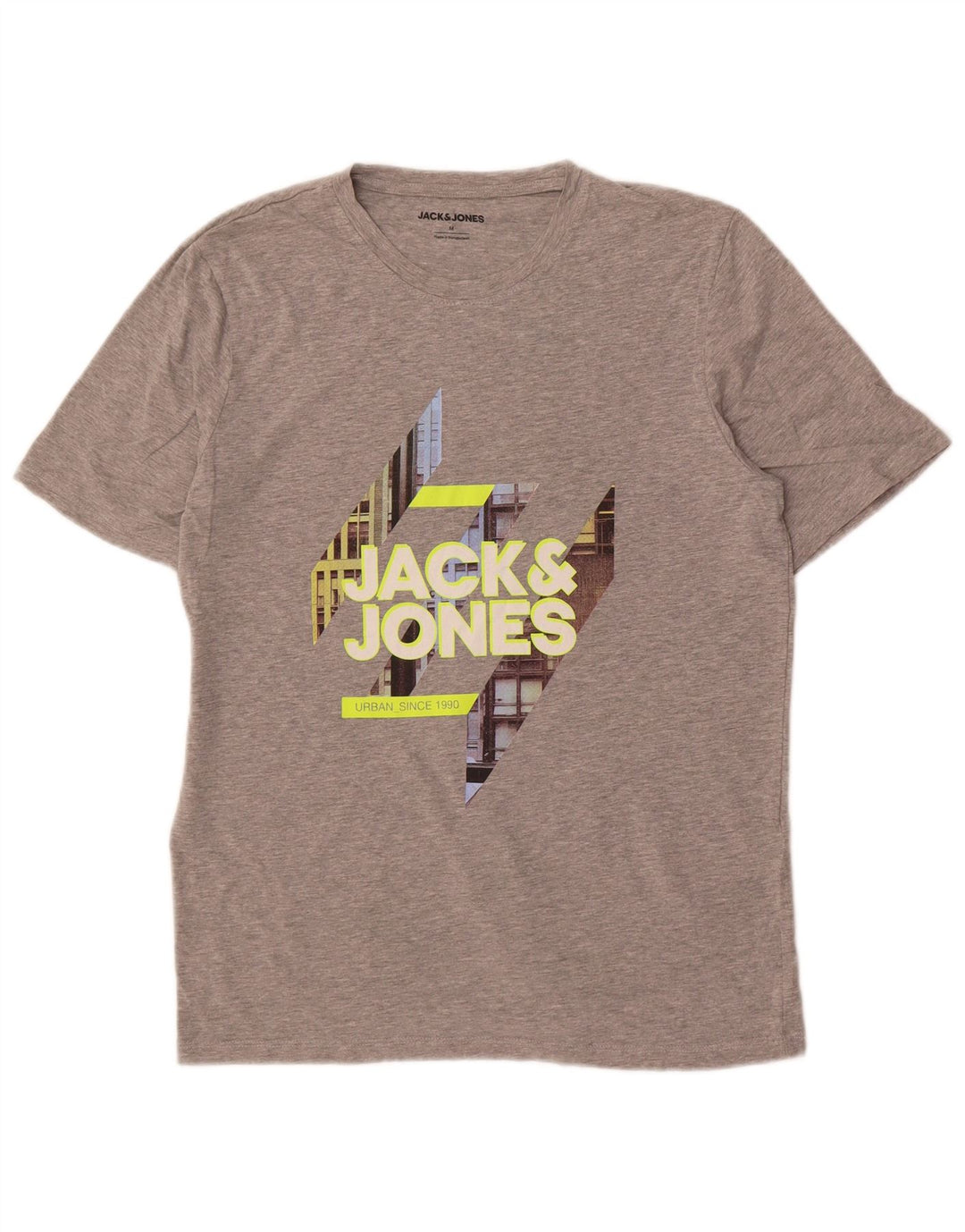 Jack & Jones Hombre Camiseta Gráfica Top Algodón Gris Medio