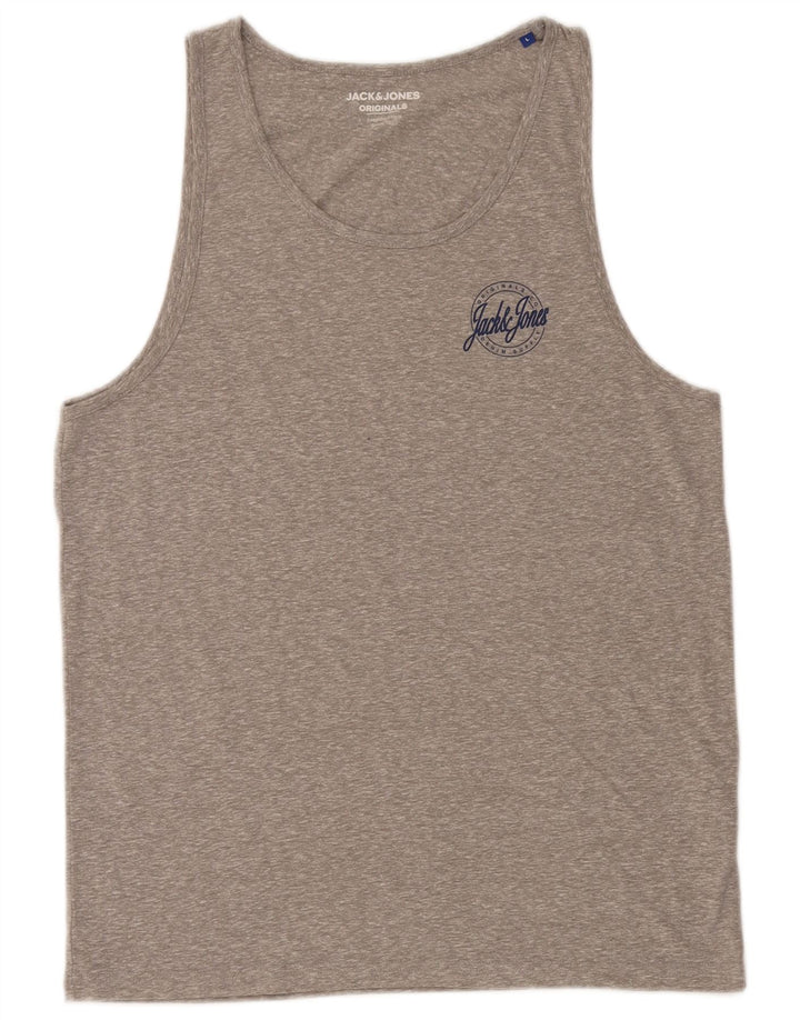 Jack & Jones Hombre Camiseta Top Large Gris Moteado Poliéster