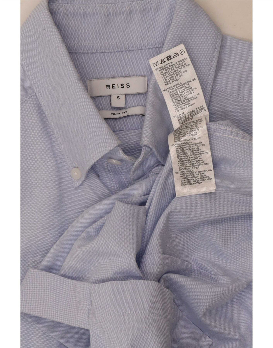 Camisa Reiss Slim Fit De Algodón Azul Pequeño |