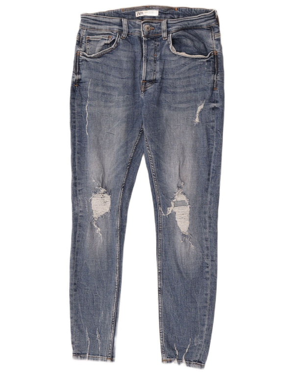 Zara Jeans ajustados desgastados para hombre EU 40 Medium W31 L30 Algodón azul