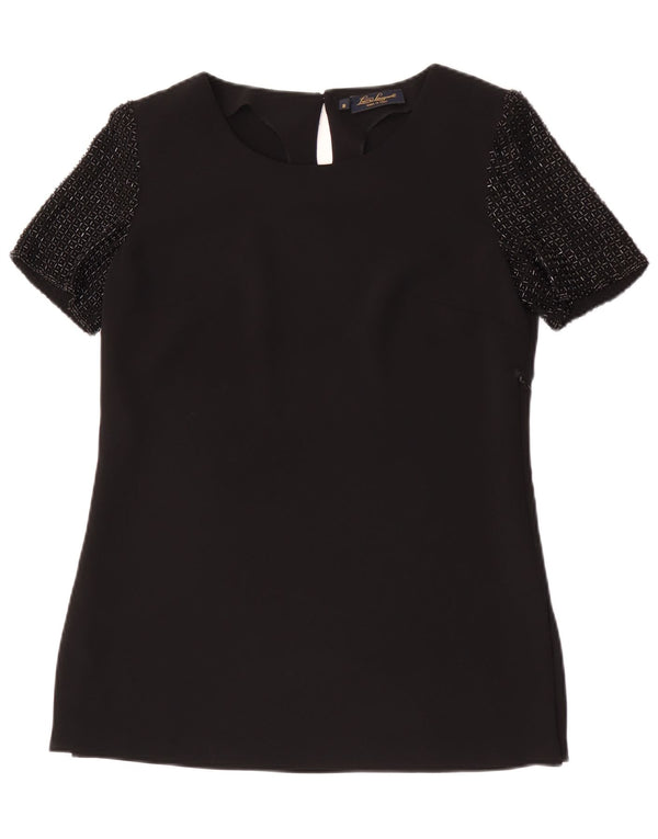Luisa Spagnoli Blusa para mujer Top UK 10 Small Poliéster negro