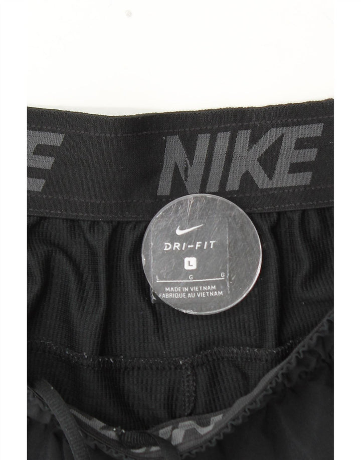 NIKE Pantalones cortos deportivos Dri Fit Graphic para hombre, poliéster negro grande