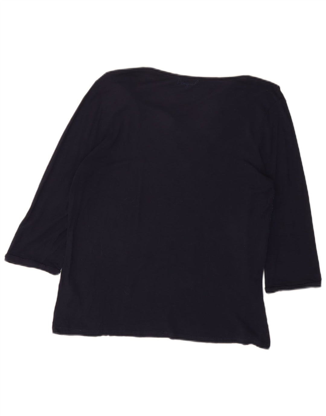 DESIGUAL Top gráfico para mujer manga 3/4 UK 20 2XL Viscosa floral azul marino