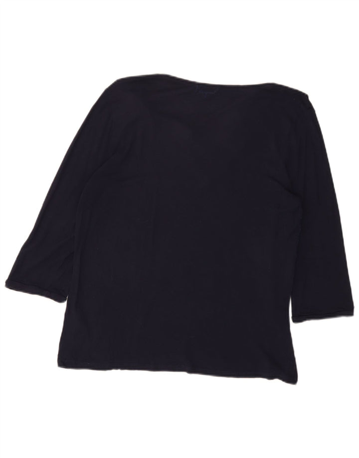 DESIGUAL Top gráfico para mujer manga 3/4 UK 20 2XL Viscosa floral azul marino