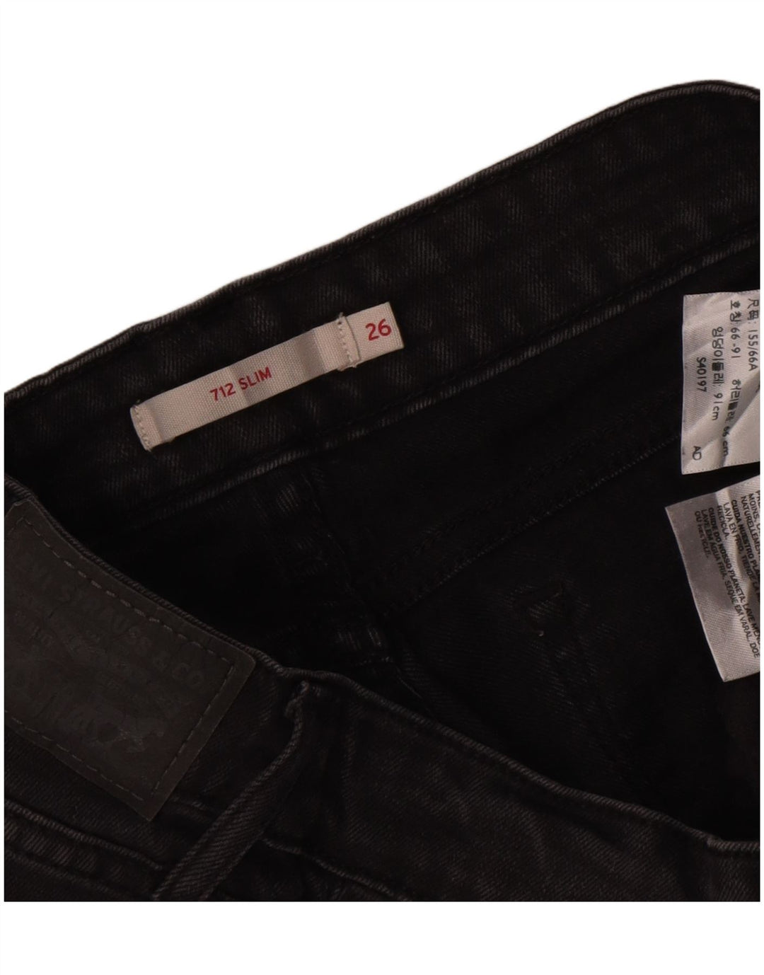 Levi's Mujer 712 Slim Jeans W26 L29 Algodón Negro