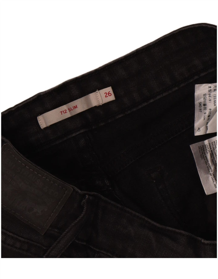 Levi's Mujer 712 Slim Jeans W26 L29 Algodón Negro