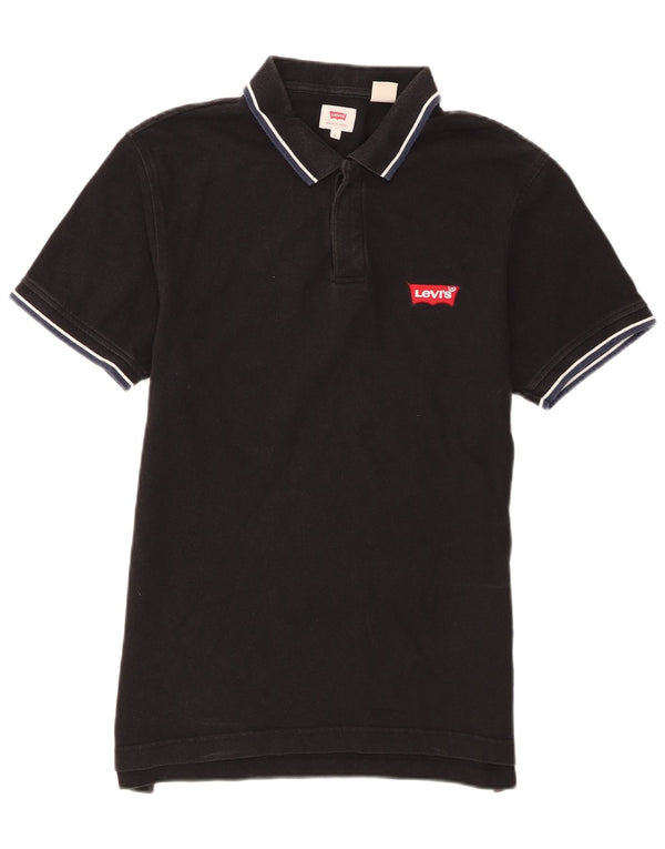Levi's Polo para hombre pequeño de algodón negro