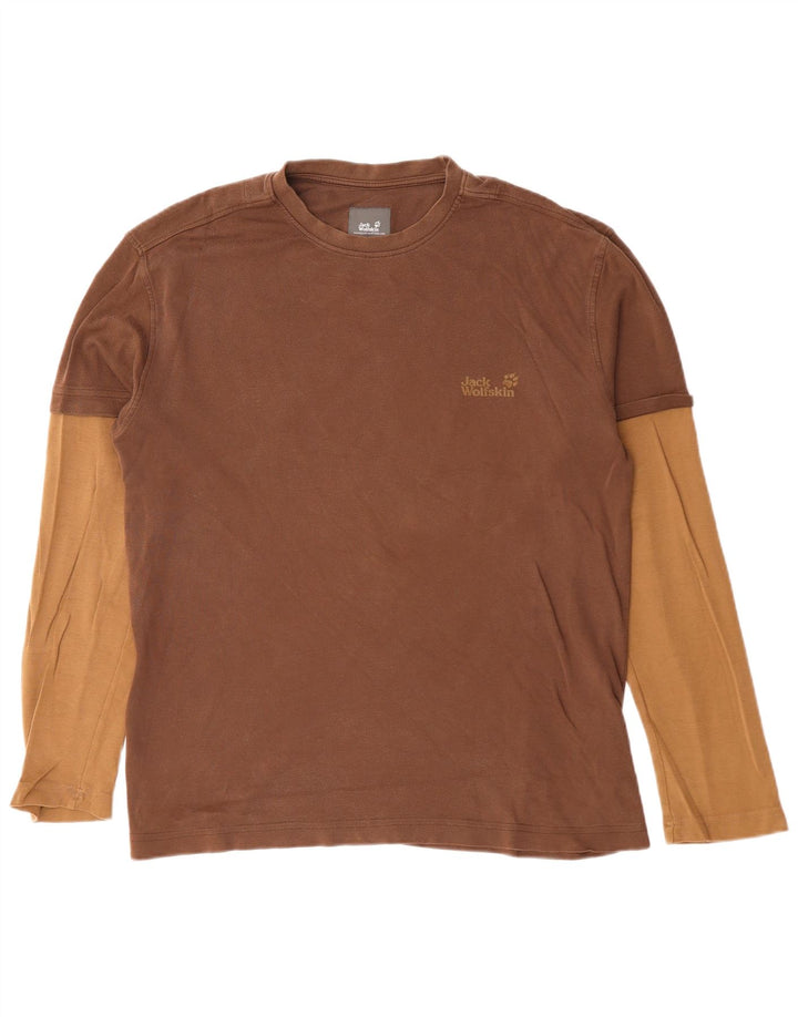 JACK WOLFSKIN Camiseta gráfica para hombre de manga larga UK 40/42 Large Brown