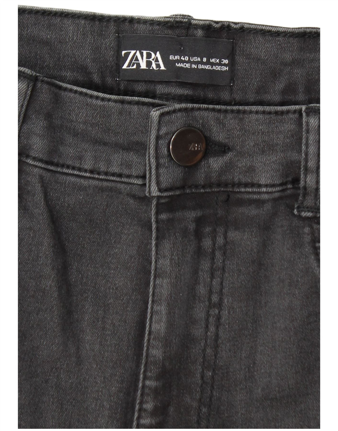 Zara Jeans Ajustados Desgastados para Mujer EU 40 Medium W30 L28 Gris