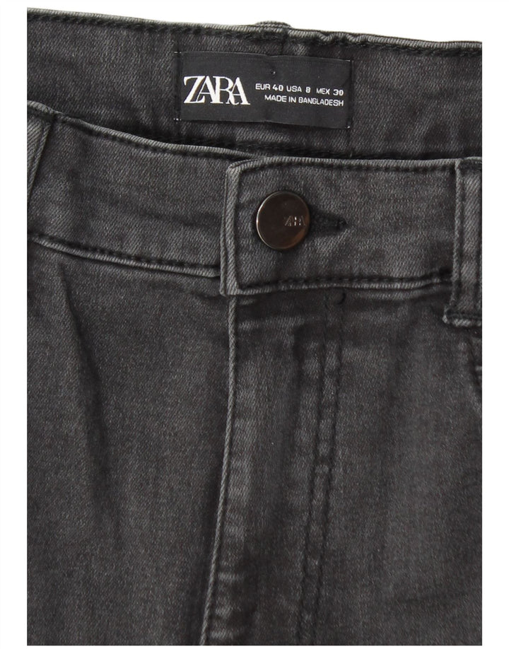 Zara Jeans Ajustados Desgastados para Mujer EU 40 Medium W30 L28 Gris