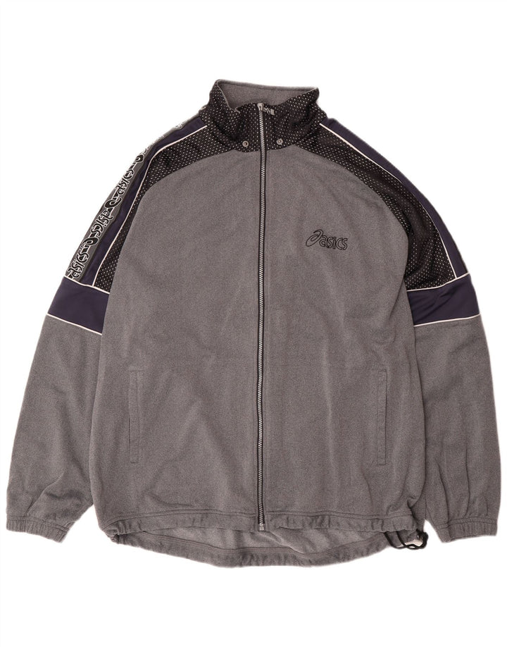 Asics Mens Graphic Chándal Top Chaqueta 2XL Gris Colorblock Poliéster