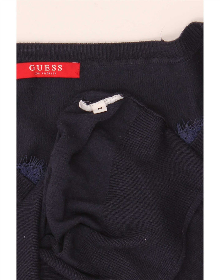 Guess Jersey con cuello en V para mujer UK 12 Medium Azul marino