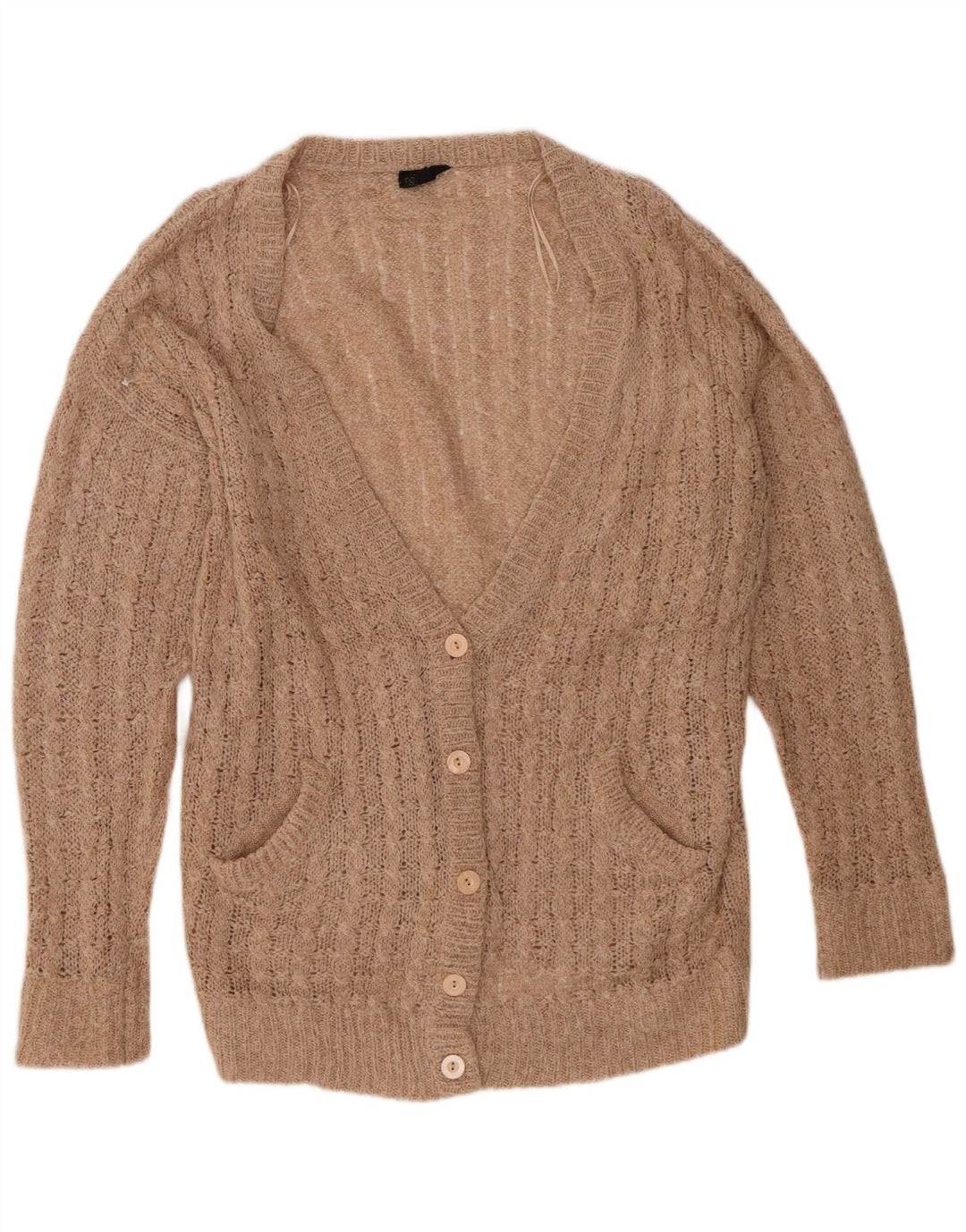 Topshop Suéter tipo cárdigan extragrande para mujer Reino Unido 12 Acrílico beige medio