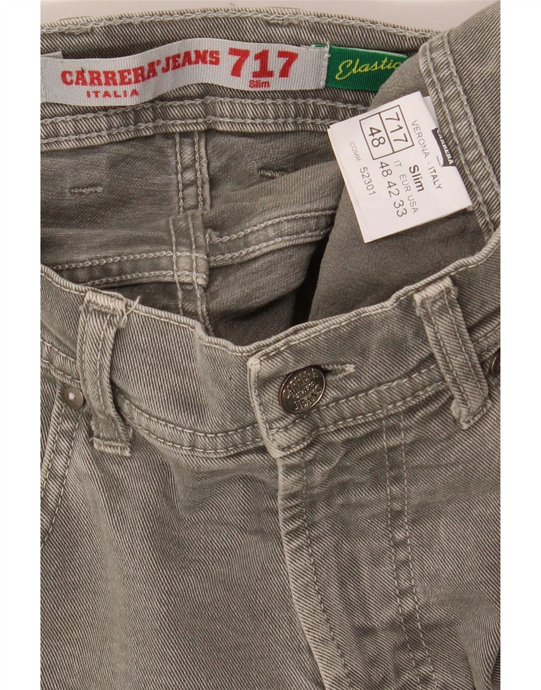 CARRERA Mens 717 Slim Jeans IT 48 Medium W33 L32 Gris Algodón