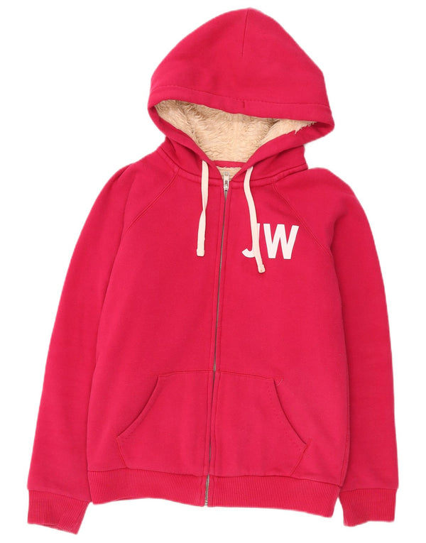 Jack Wills Suéter con capucha y cremallera extragrande gráfico para mujer UK 10 Small Pink