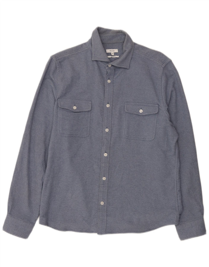 Camisa Reiss Regular Fit XL Algodón Azul Hombre