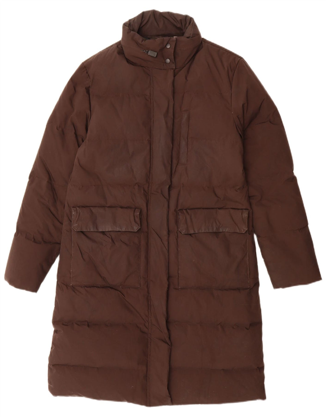 Aspesi Abrigo acolchado con capucha para mujer UK 44 Nylon marrón medio