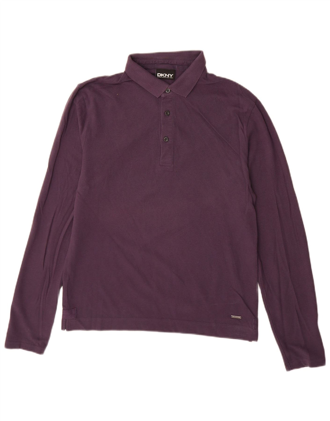 DKNY Polo de manga larga para hombre de algodón morado medio