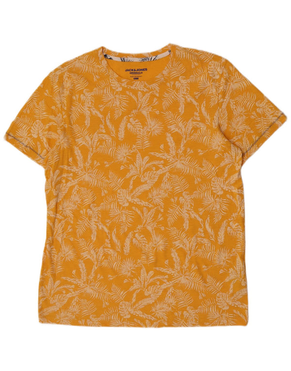 Jack & Jones Hombre Slim Fit Camiseta Top XL Amarillo Floral Algodón