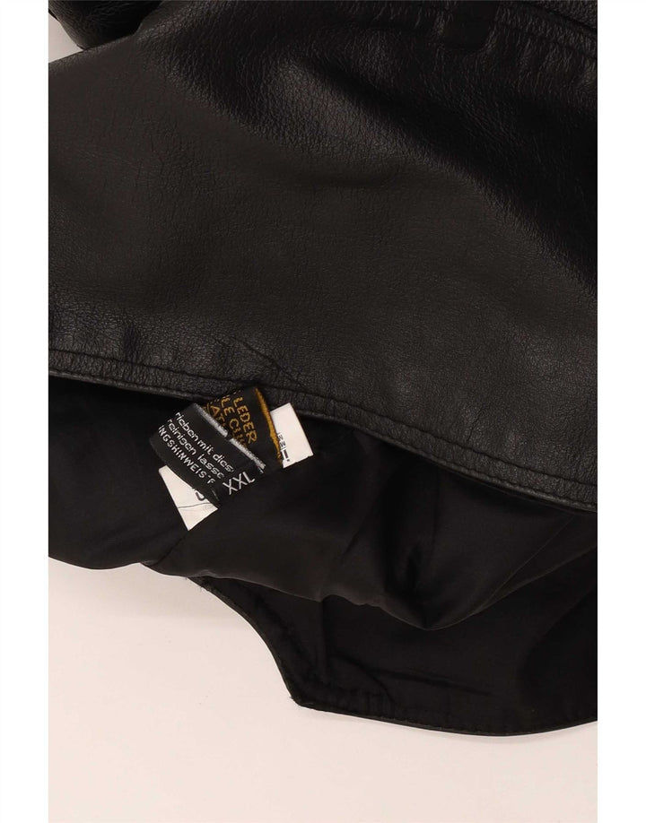 Chaleco de cuero vintage para hombre 2XL cuero negro