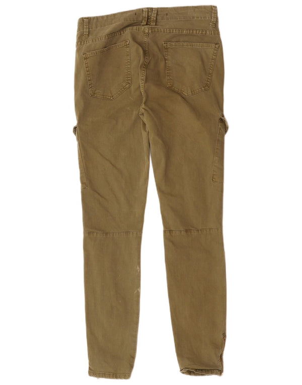 Zara Mujer Pantalones Cargo Slim EU 42 Large W32 L29 Algodón Caqui