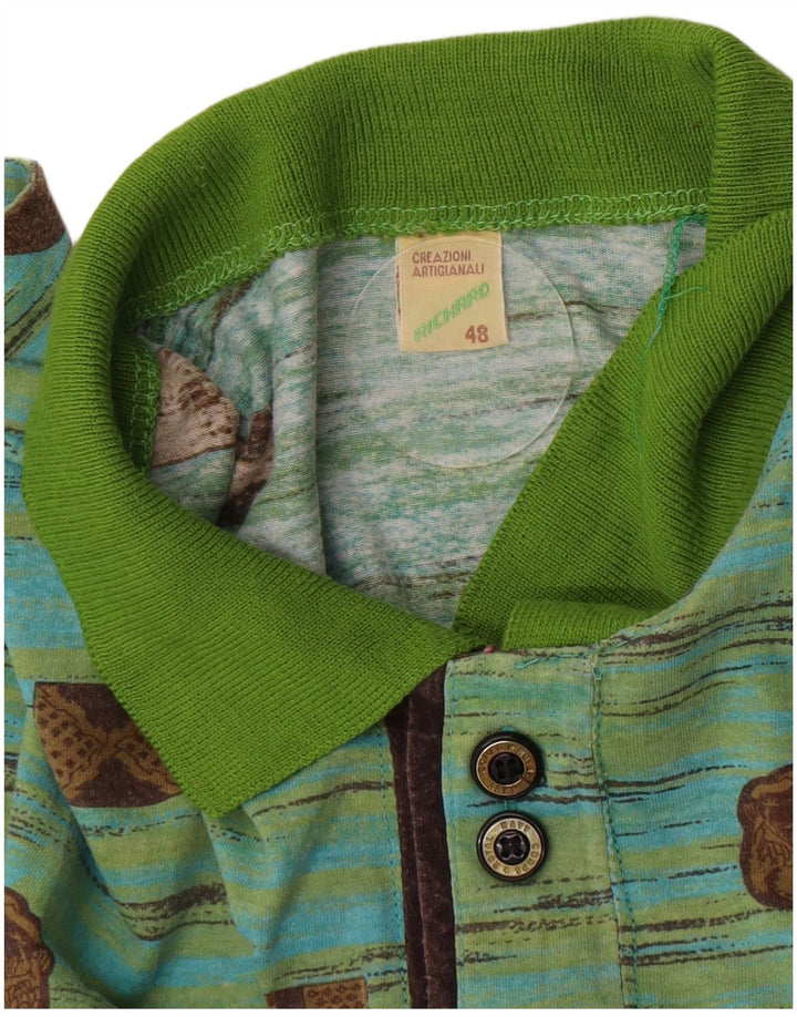 Polo vintage para hombre IT 48 Algodón geométrico verde medio