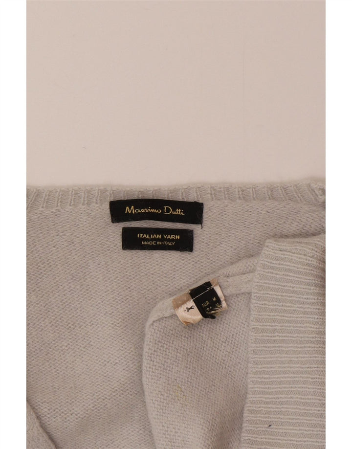 Massimo Dutti Jersey con Cuello en V para Mujer UK 42 Gris Medio