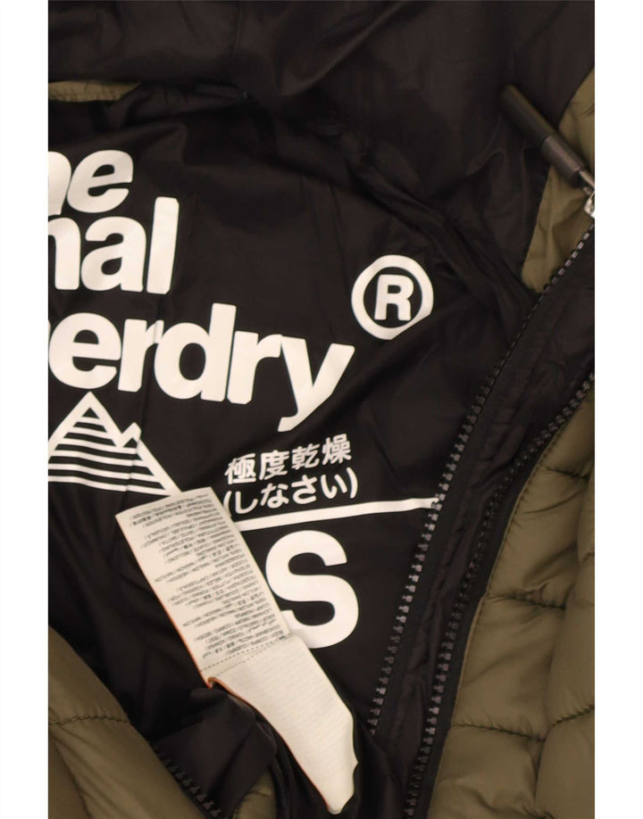 Superdry Mujer Chaqueta Acolchada Con Capucha UK 40 Small Caqui Nylon