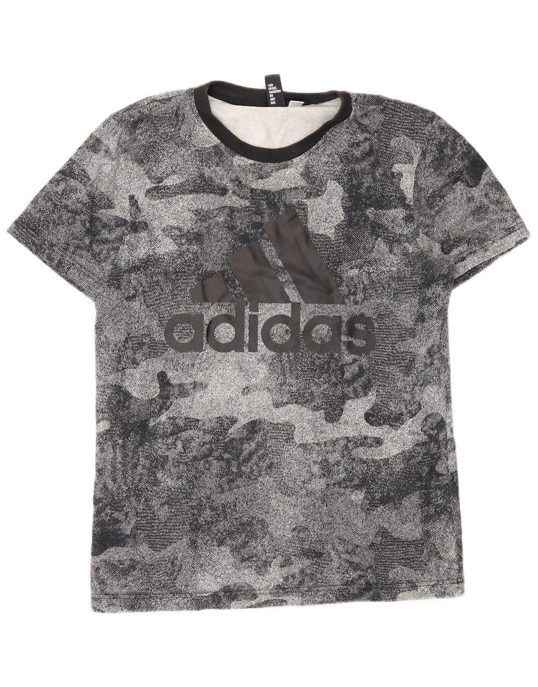 Adidas Hombre Camiseta Gráfica Top Camuflaje Gris Medio