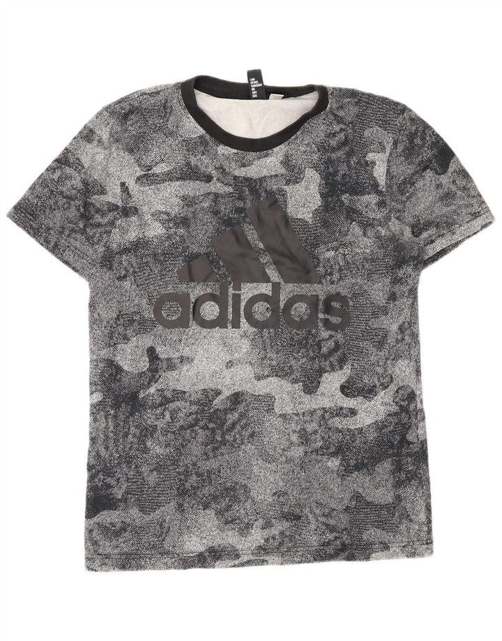Adidas Hombre Camiseta Gráfica Top Camuflaje Gris Medio