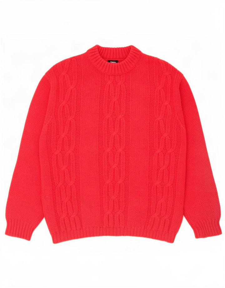 Vintage mujer cuello tortuga jersey suéter Reino Unido 14 rojo medio
