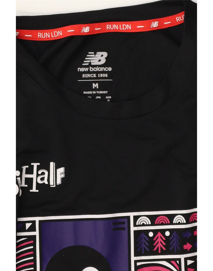 New Balance Hombre Camiseta Gráfica Top Medio Negro Poliéster