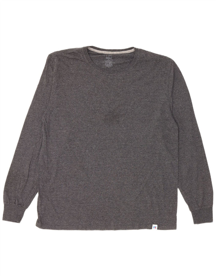 RUSSELL ATHLETIC Camiseta para hombre de manga larga de algodón gris grande