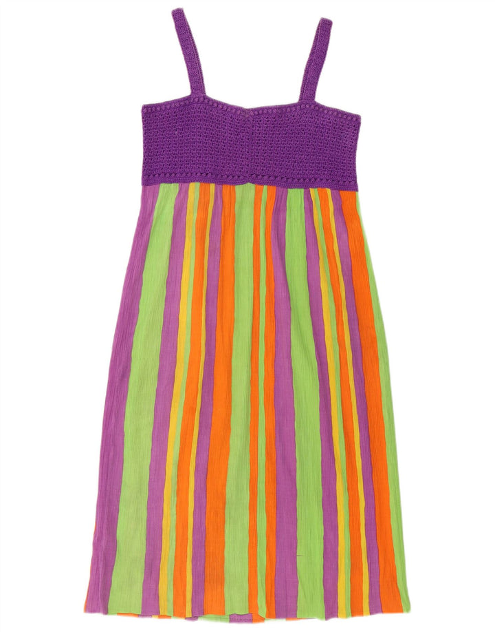 Vintage mujer Sundress Reino Unido 8 pequeño multicolor rayas