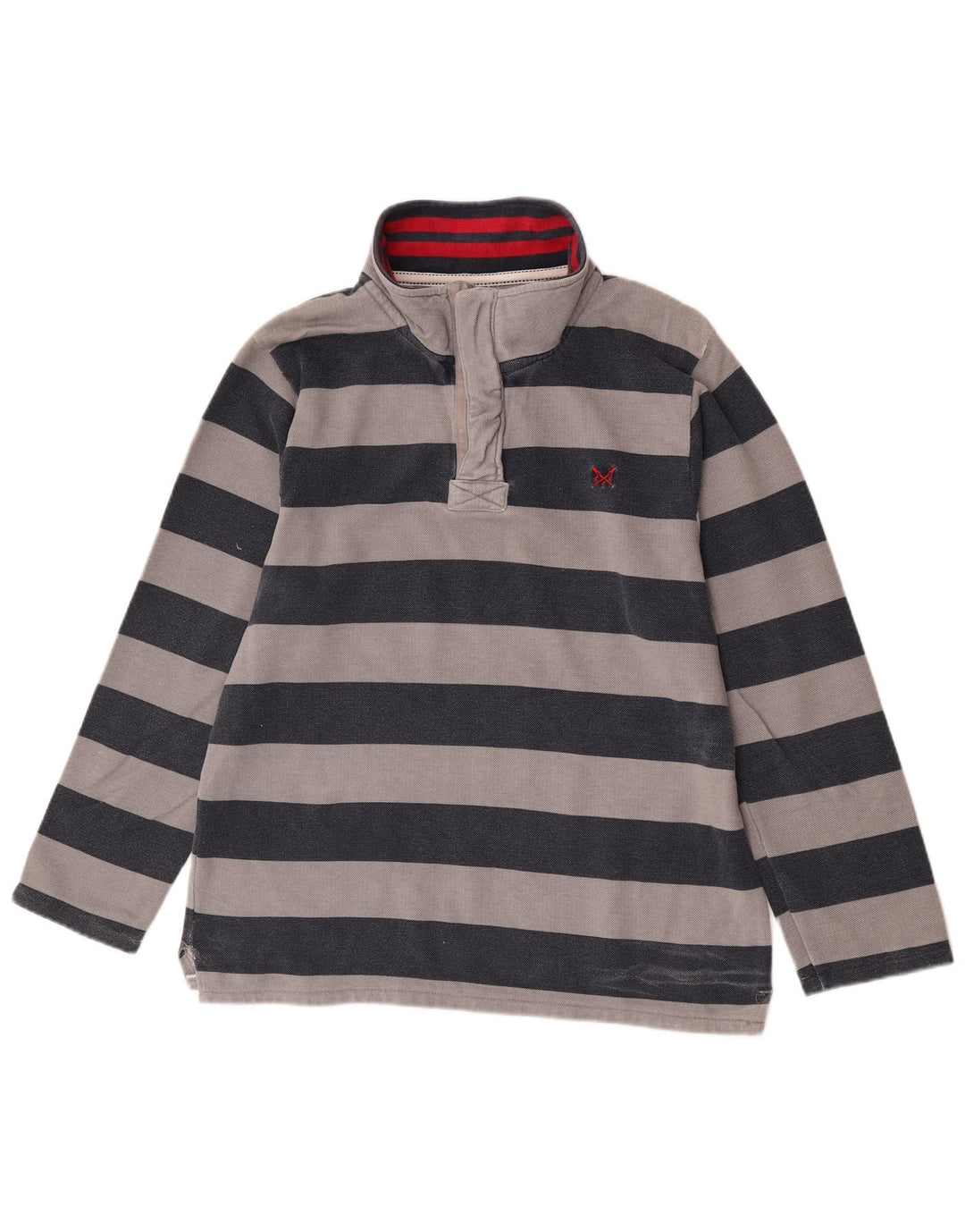 Crew Clothing - Sudadera con cuello y cremallera para hombre, color gris medio a rayas