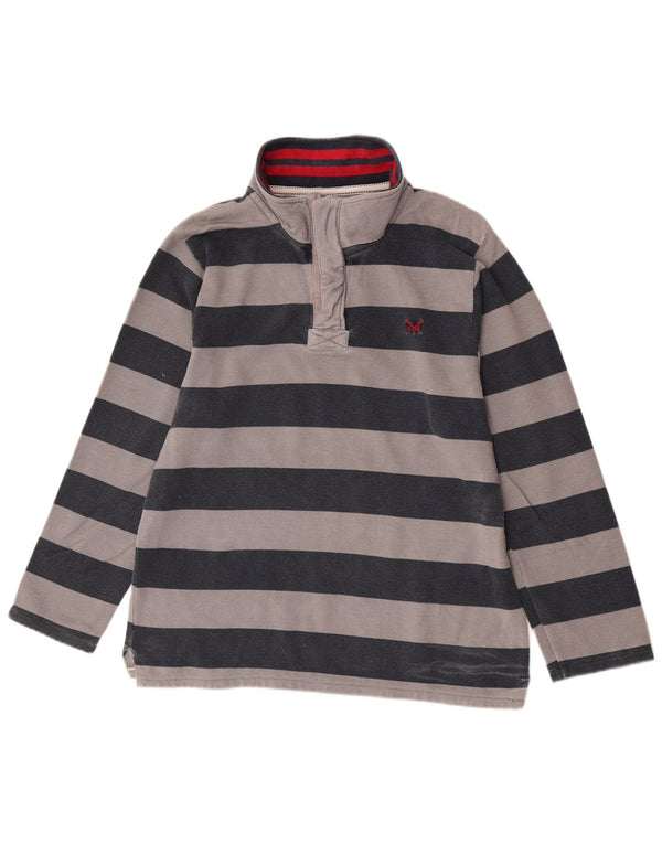 Crew Clothing - Sudadera con cuello y cremallera para hombre, color gris medio a rayas