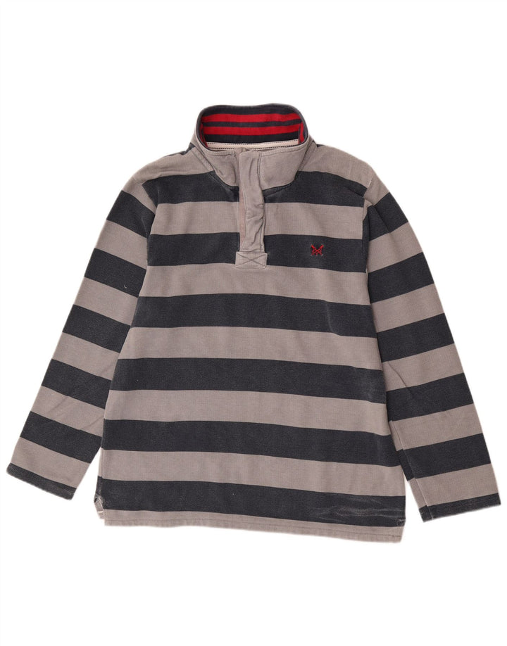 Crew Clothing - Sudadera con cuello y cremallera para hombre, color gris medio a rayas