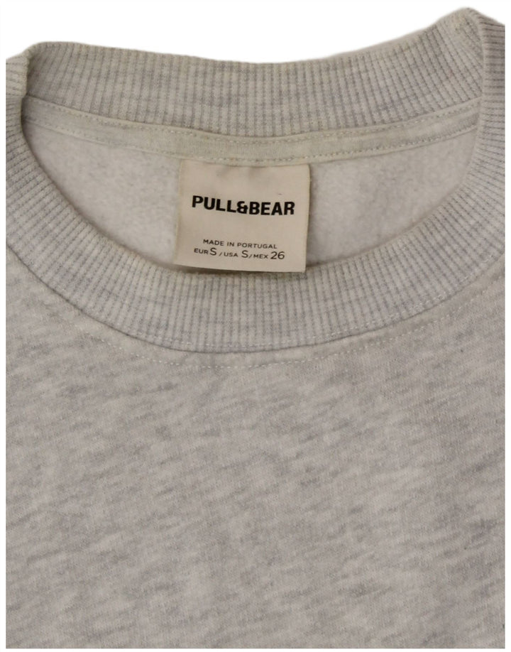 Pull & Bear - Sudadera gráfica para mujer, talla 40, talla pequeña, color gris moteado
