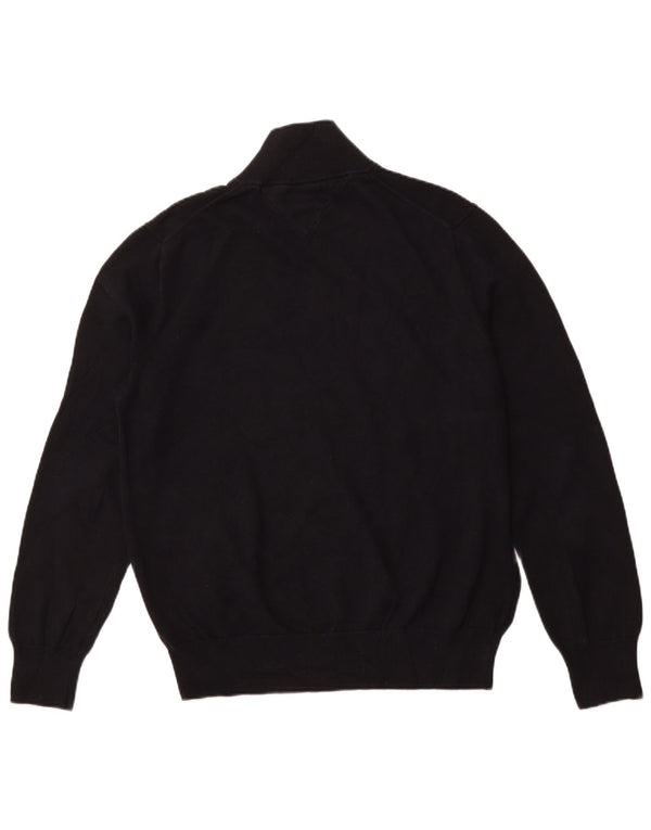 TOMMY HILFIGER Jersey con cuello y cremallera para hombre, talla grande, algodón negro
