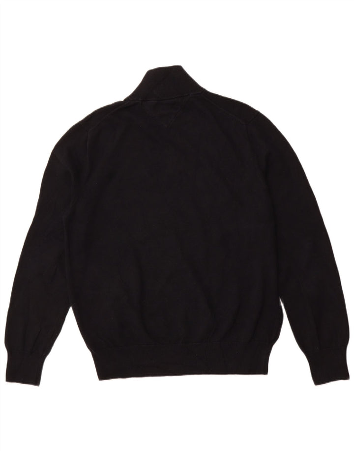TOMMY HILFIGER Jersey con cuello y cremallera para hombre, talla grande, algodón negro