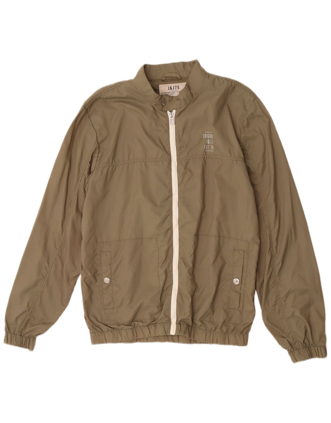 Jack & Jones Chaqueta impermeable para hombre UK 40 Large Khaki Nylon