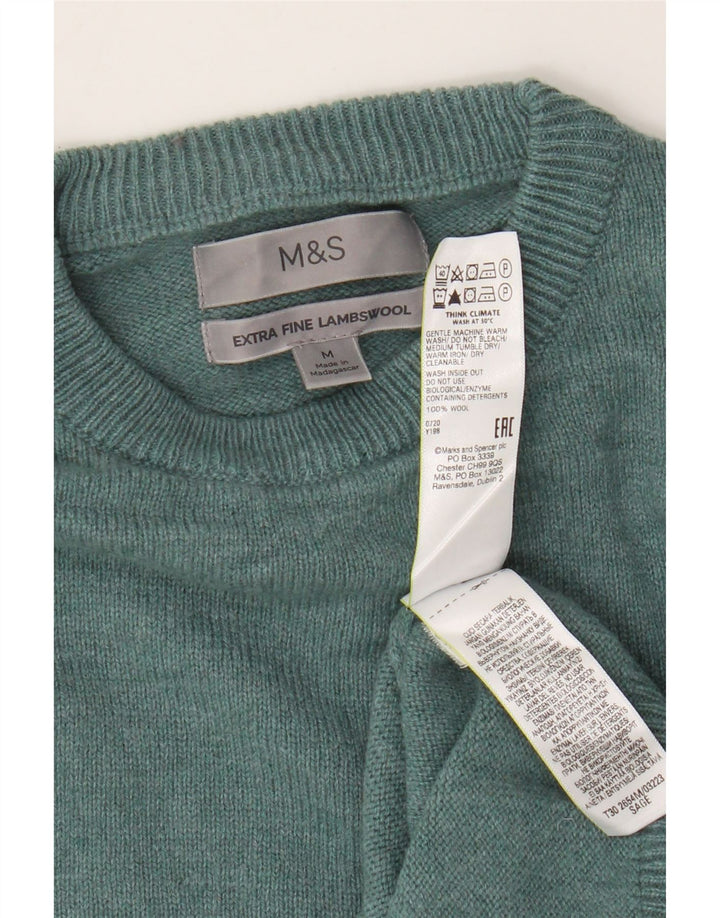 Marks & Spencer Jersey De Cuello Redondo Para Hombre De Lana De Cordero Verde Medio