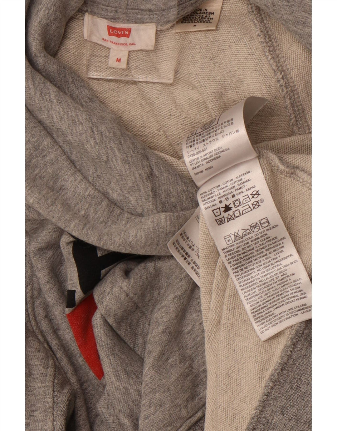 LEVI'S Jersey con capucha gráfico para mujer Reino Unido 14 Algodón moteado gris medio